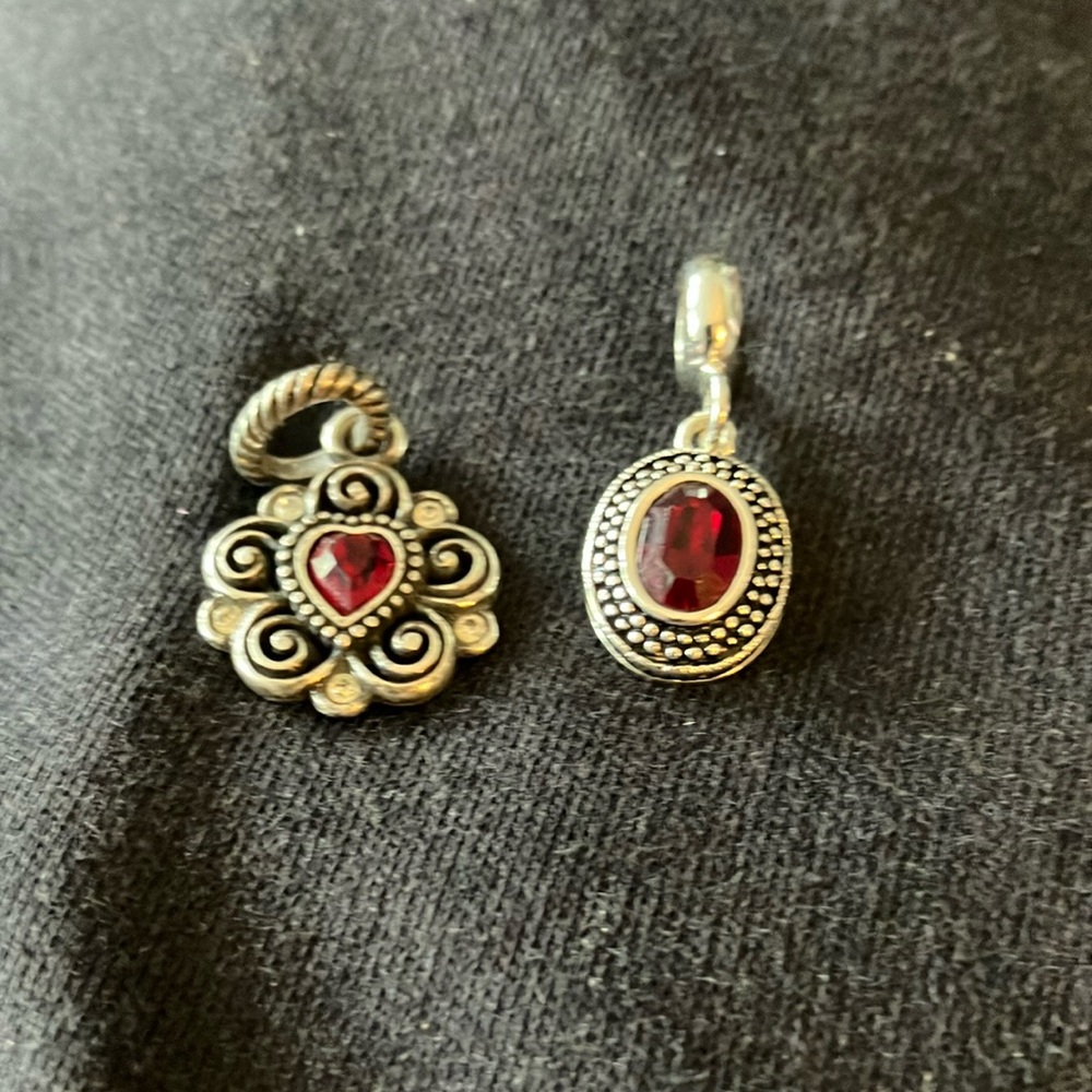 Elegant Silver and Red Gemstone Pendant Set